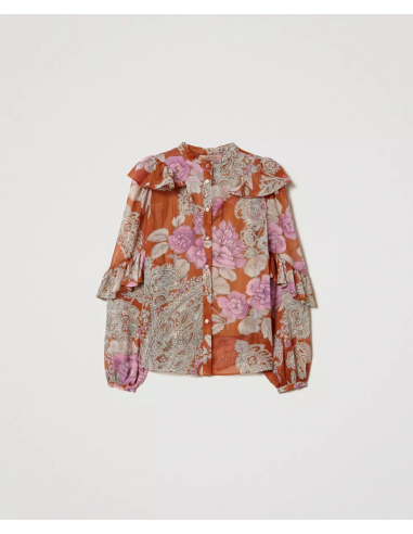 TWINSET CAMICIA IN CREPPONE CON VOLANT