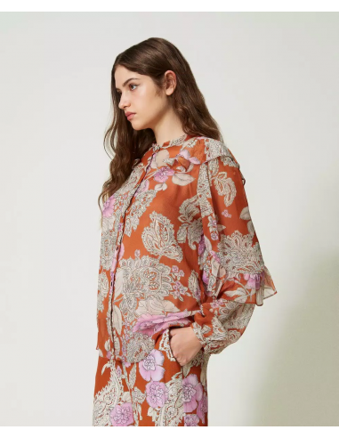 TWINSET CAMICIA IN CREPPONE CON VOLANT