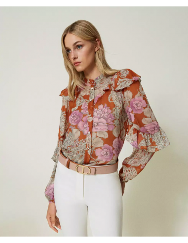 TWINSET CAMICIA IN CREPPONE CON VOLANT