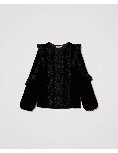 TWINSET BLUSA IN VELLUTO PANNE'
