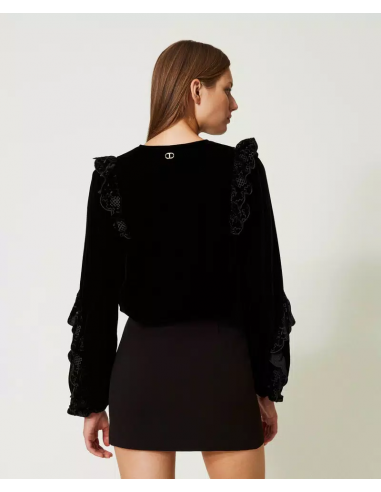 TWINSET BLUSA IN VELLUTO PANNE'