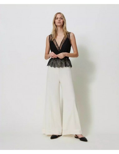 TWINSET TUTA WIDE LEG CON PIZZO...