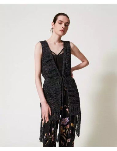 TWINSET GILET IN MAGLIA TRAFORATA