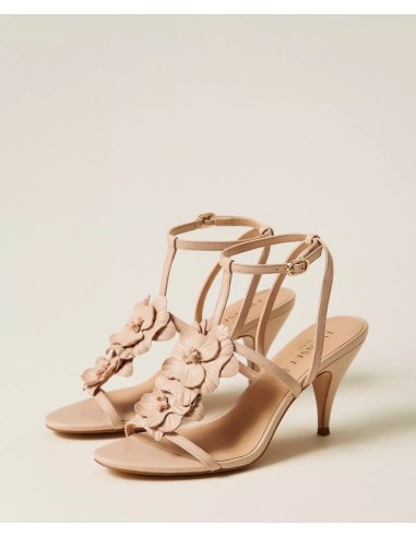 TWINSET SANDALI IN PELLE CON FIORE