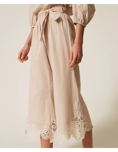 TWINSET PANTALONI CROPPED IN MACRAME'