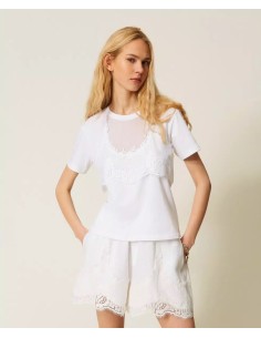 TWINSET T-SHIRT CON PIZZO