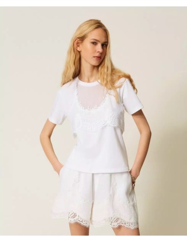 TWINSET T-SHIRT CON PIZZO
